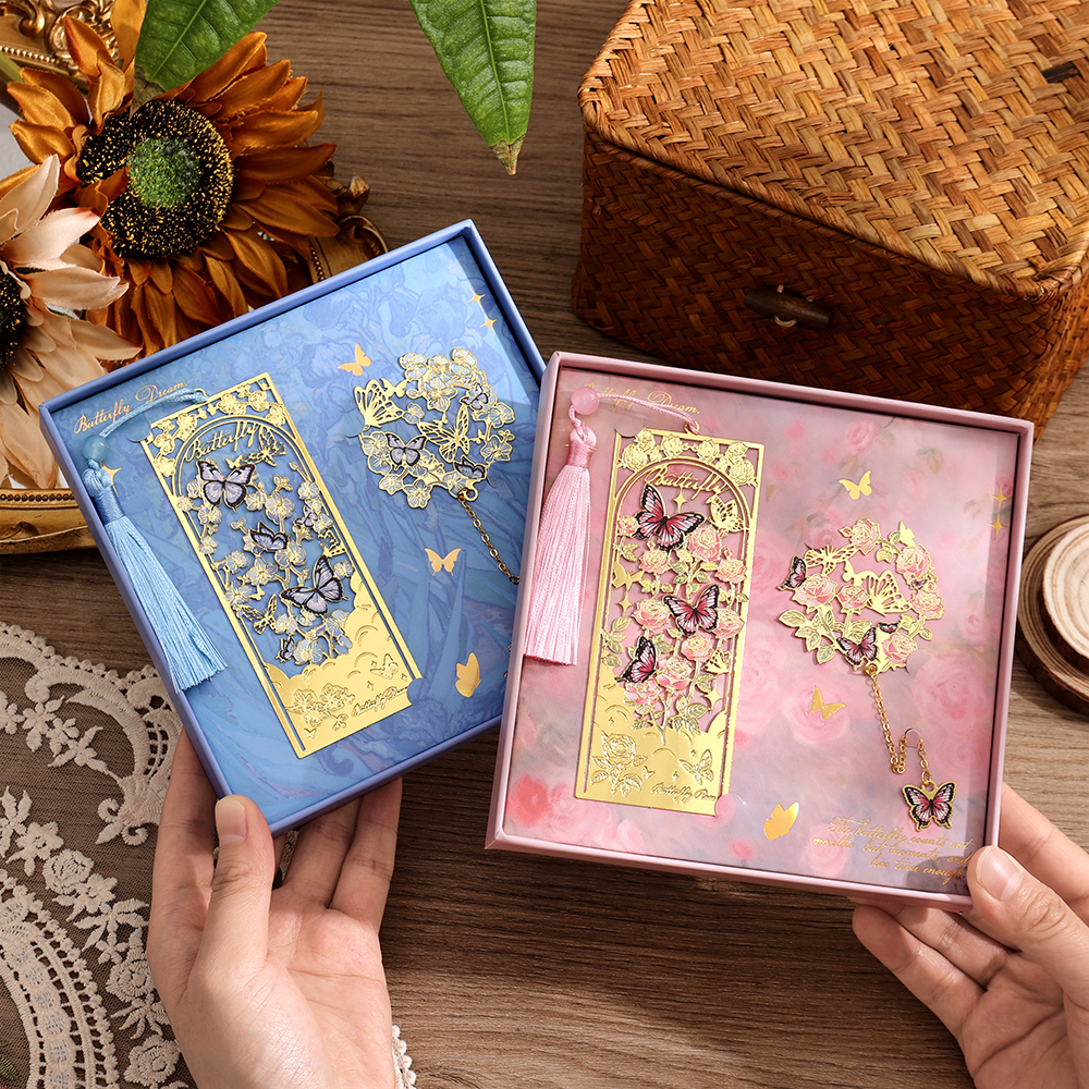 Vintage Collection - 2 Pcs Butterfly Bookmarks With Metal