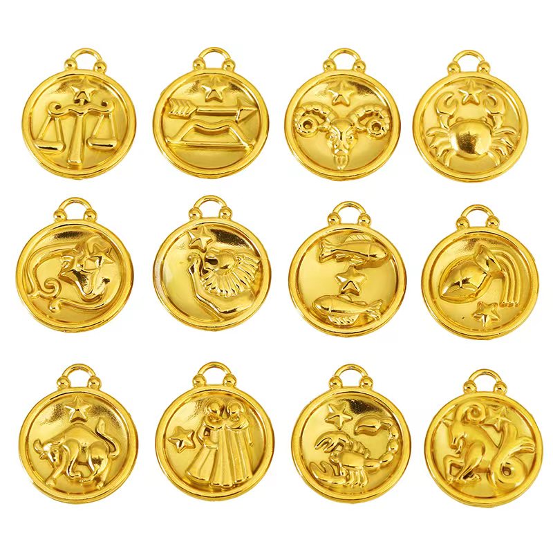 Vintage Necklace - 5pcs Stainless Steel 18K PVD Round