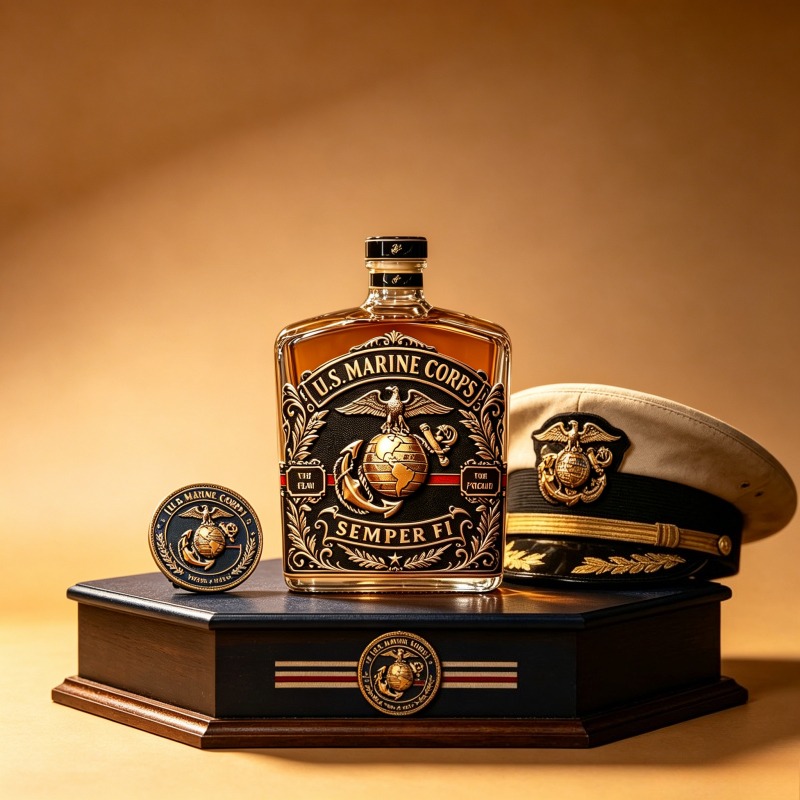 Vintage Collectible Bottles - U.S. Marine Corps Whiskey Decanter, Vintage