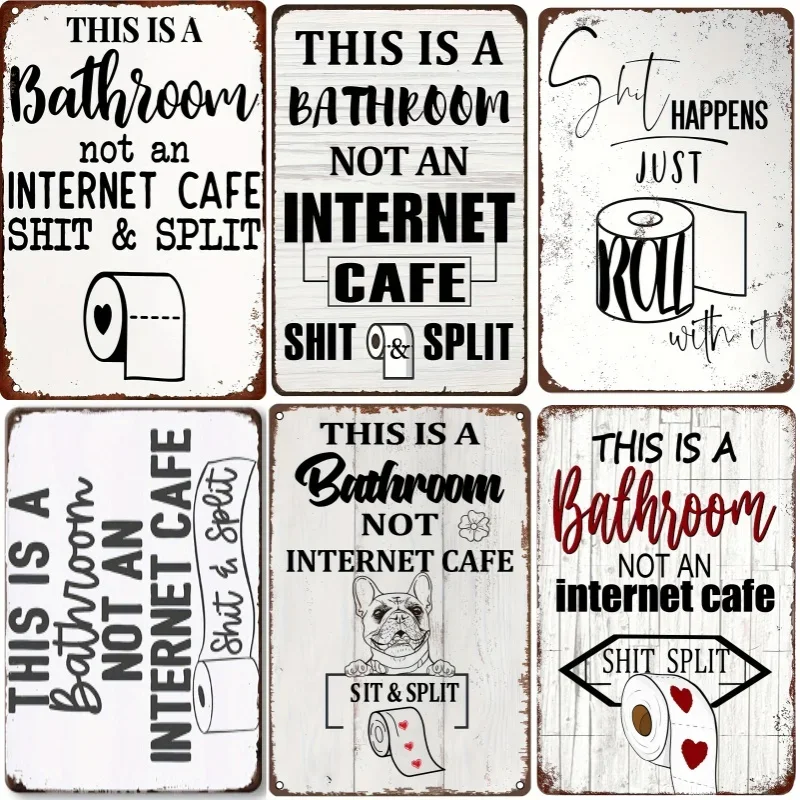 Vintage Collectible Plates - Funny Word Bathroom Decor Waring Sign