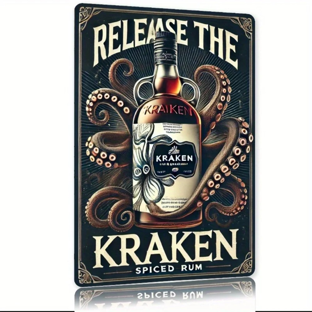 Vintage Collectible Plates - Vintage Kraken Spiced Rum Metal Sign