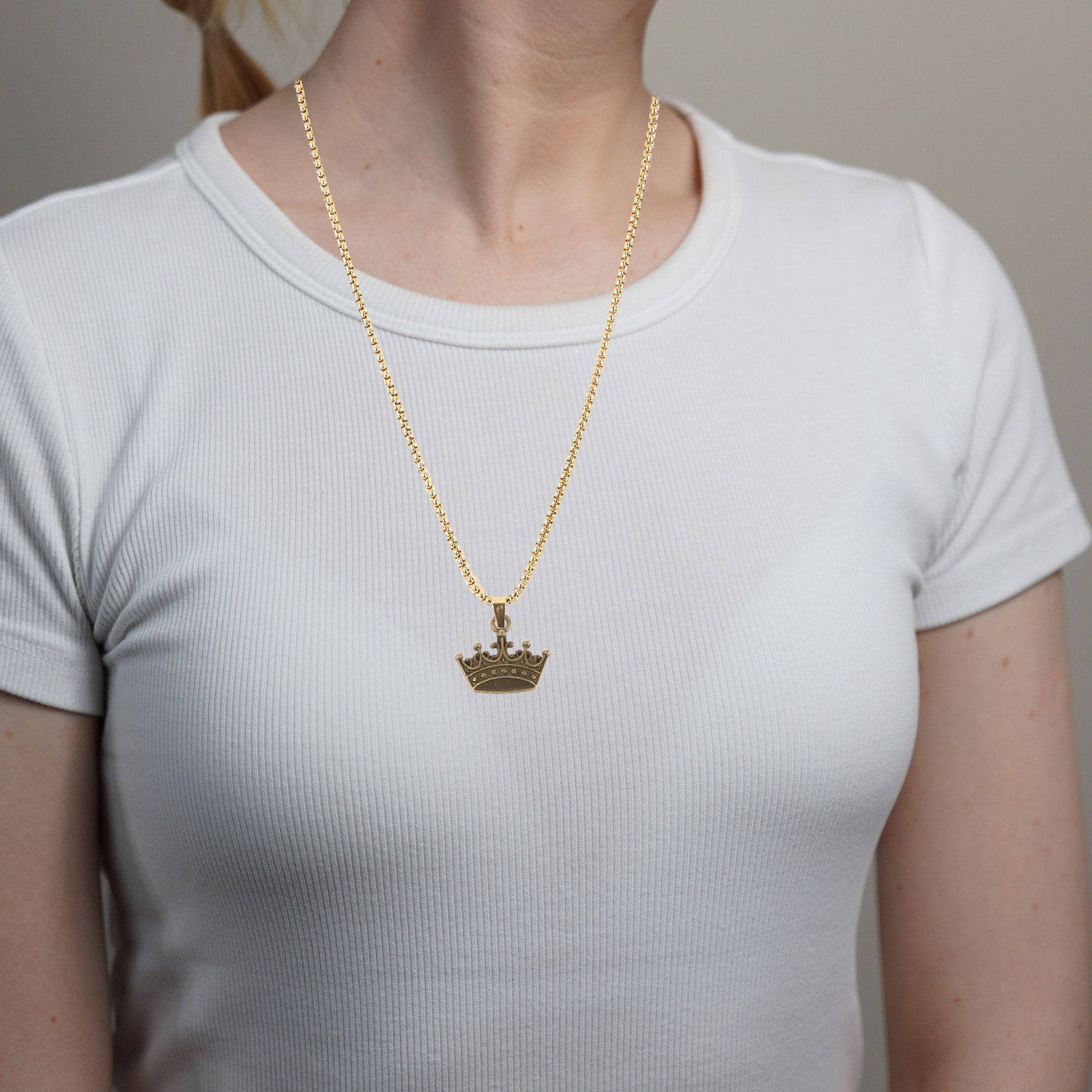 Vintage Necklace - 100Pcs Vintage Crown Pendants Alloy Metal