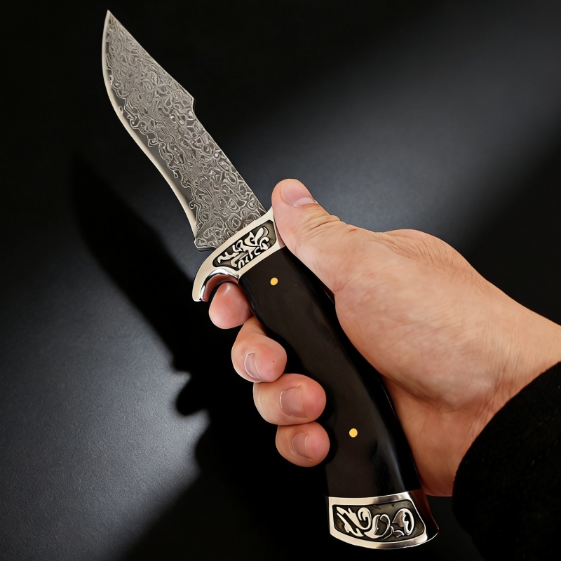 Vintage Engraved Damascus Stra - Vintage Collectible Knife recension och pris