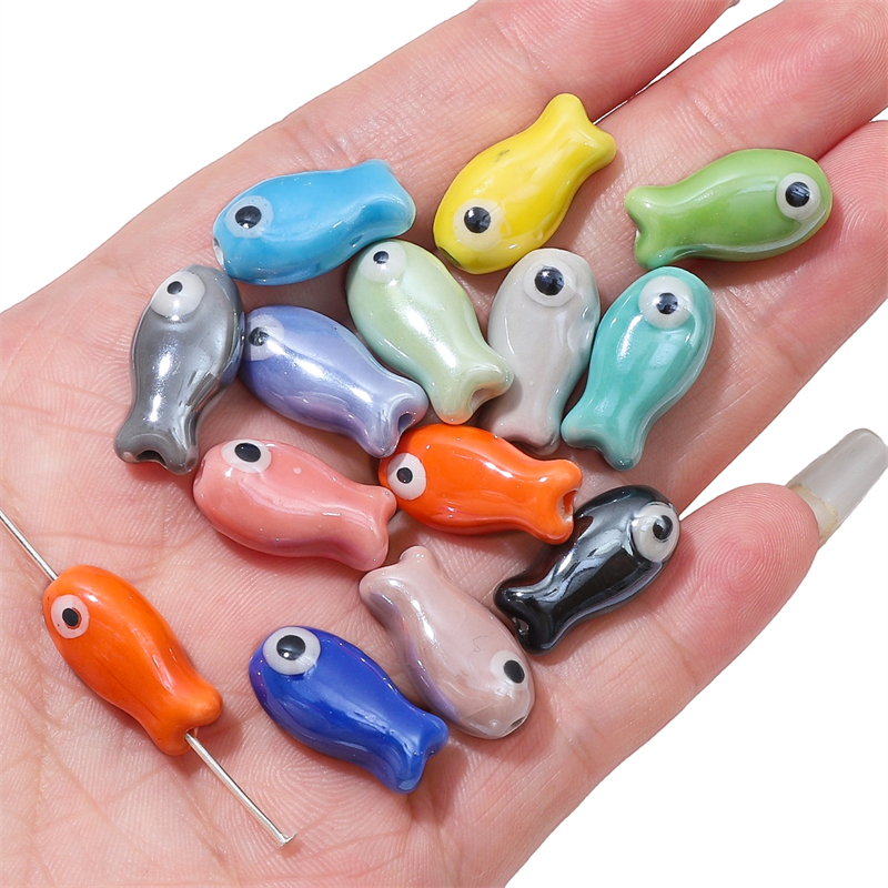 10Pcs Vintage Fish Ceramic Bea - Vintage Necklace recension och pris