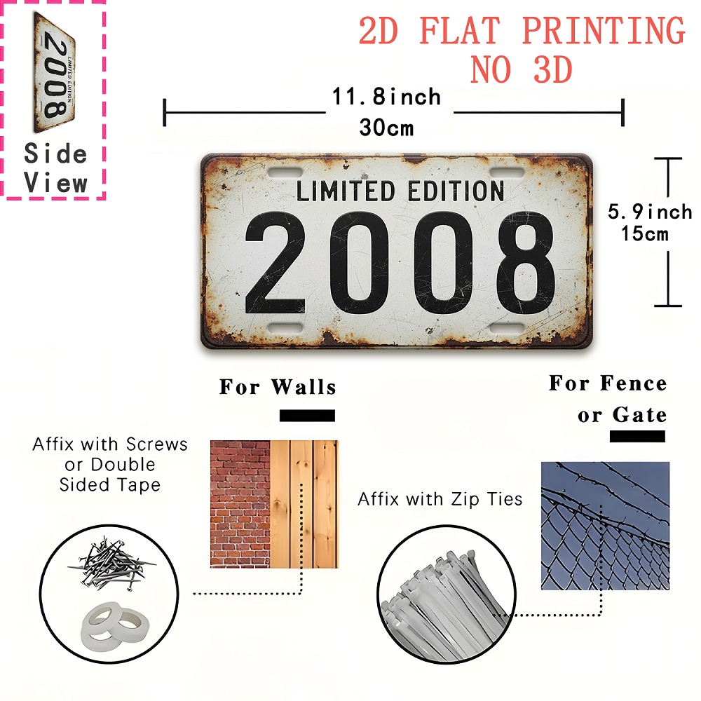1pc Retro 2008 Aluminum Sign | - Vintage Collectible Plates recension och pris