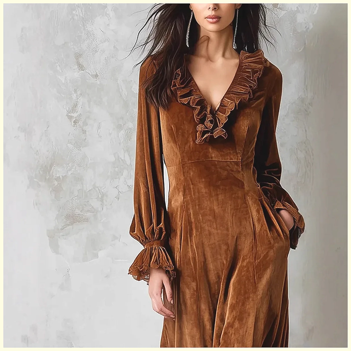 Vintage Velvet Maxi Dress V-Ne - Vintage Necklace recension och pris