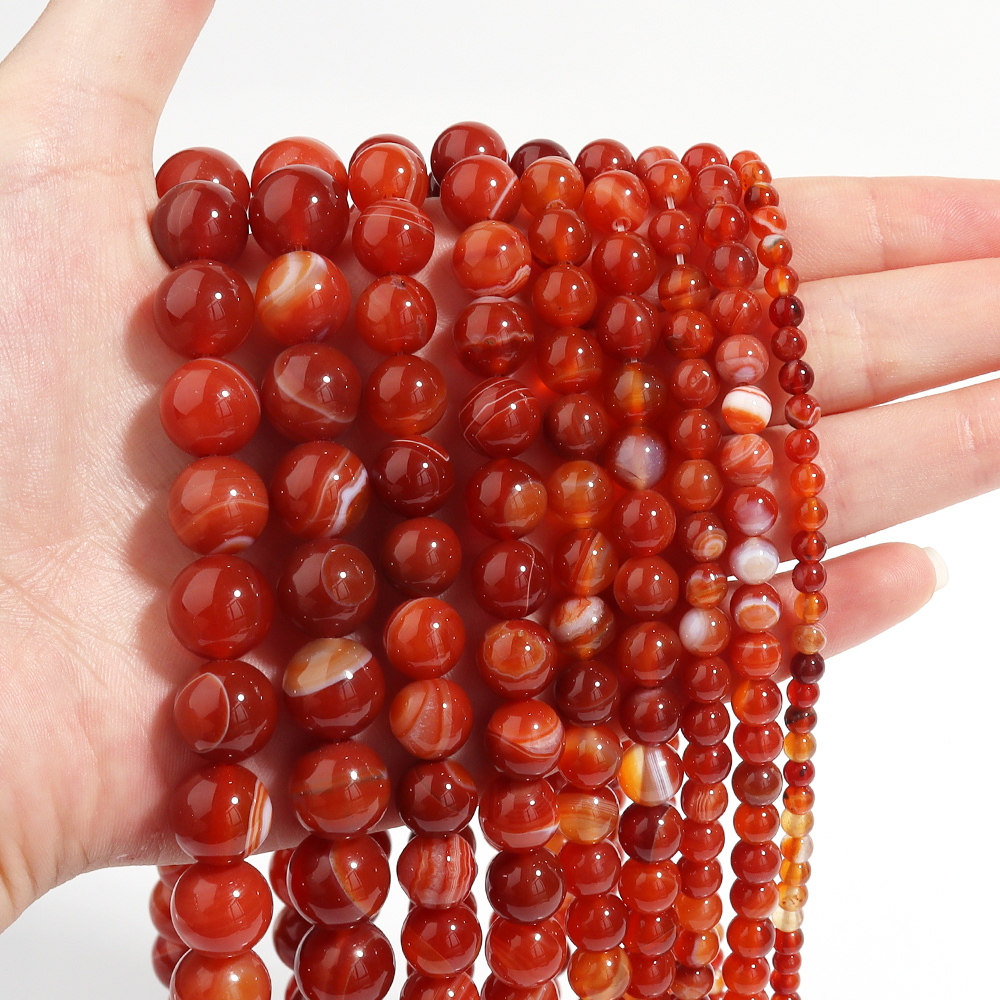 1 Strand Red Striped Agate Nat - Vintage Necklace recension och pris