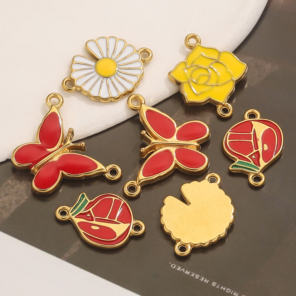 4pcs Stainless Steel Enamel Vi - Vintage Necklace recension och pris