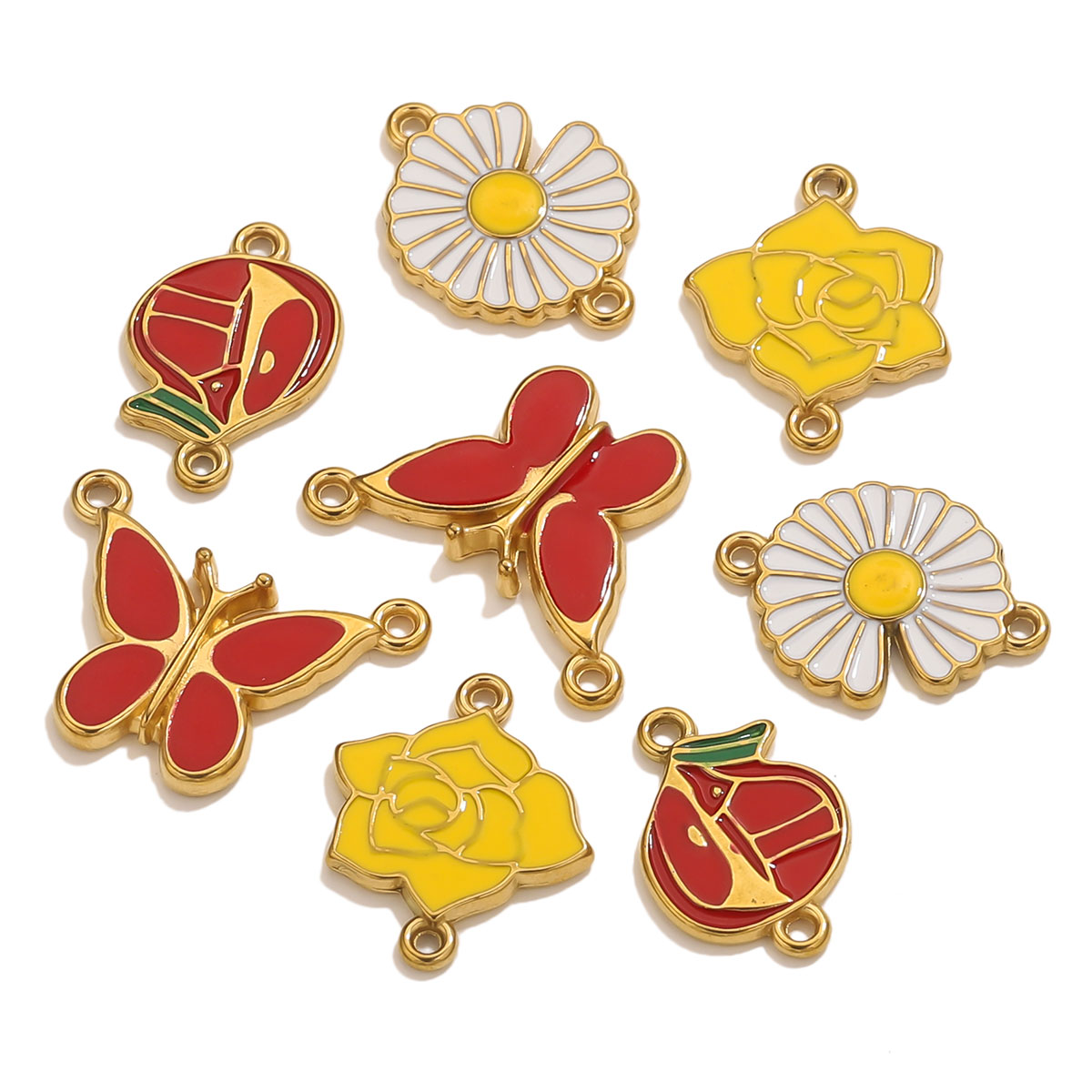 4pcs Stainless Steel Enamel Vi - Vintage Necklace recension och pris