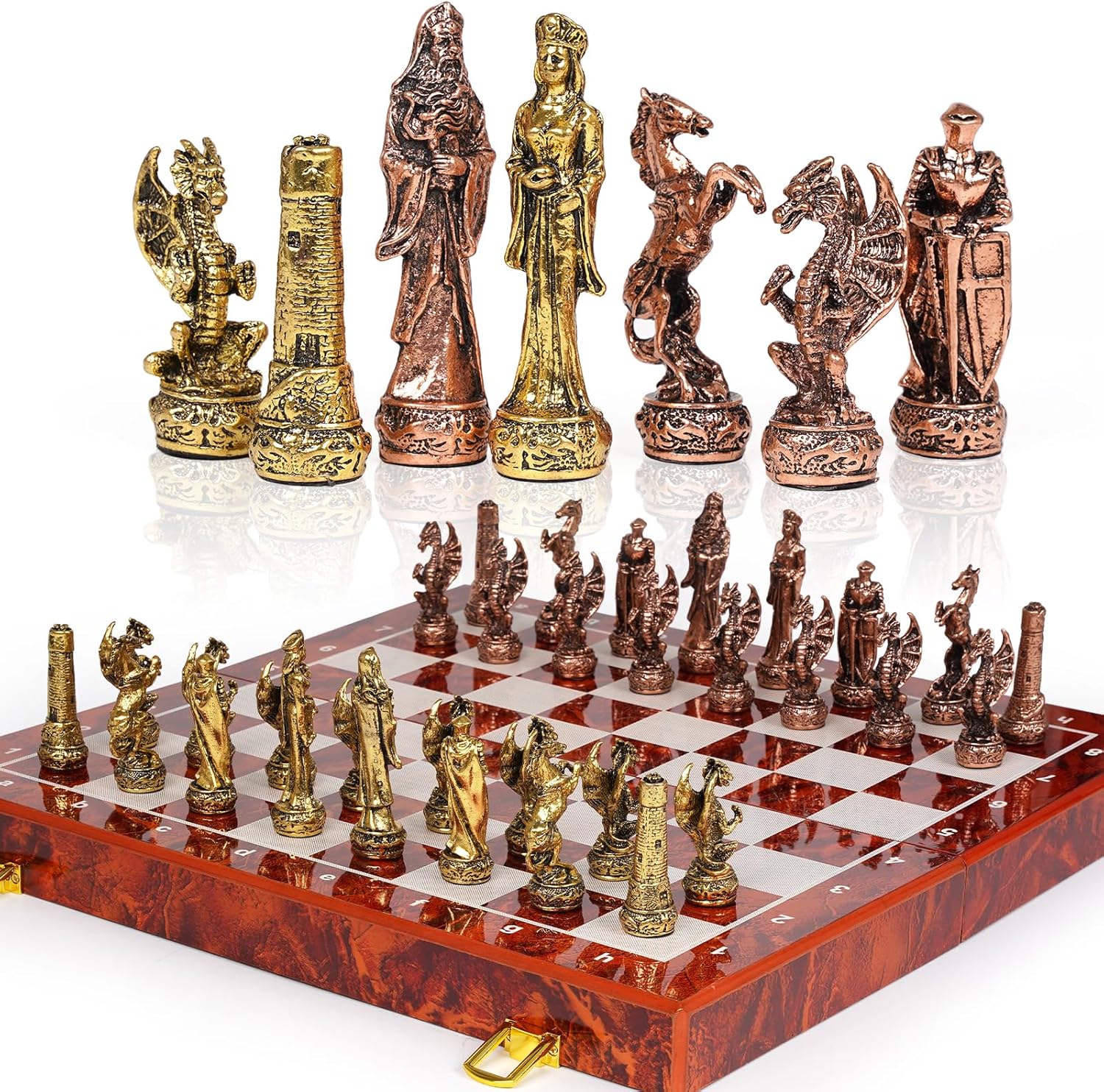 Vintage Metal Chess Set 15'' W - Vintage Collectible Board Games recension och pris