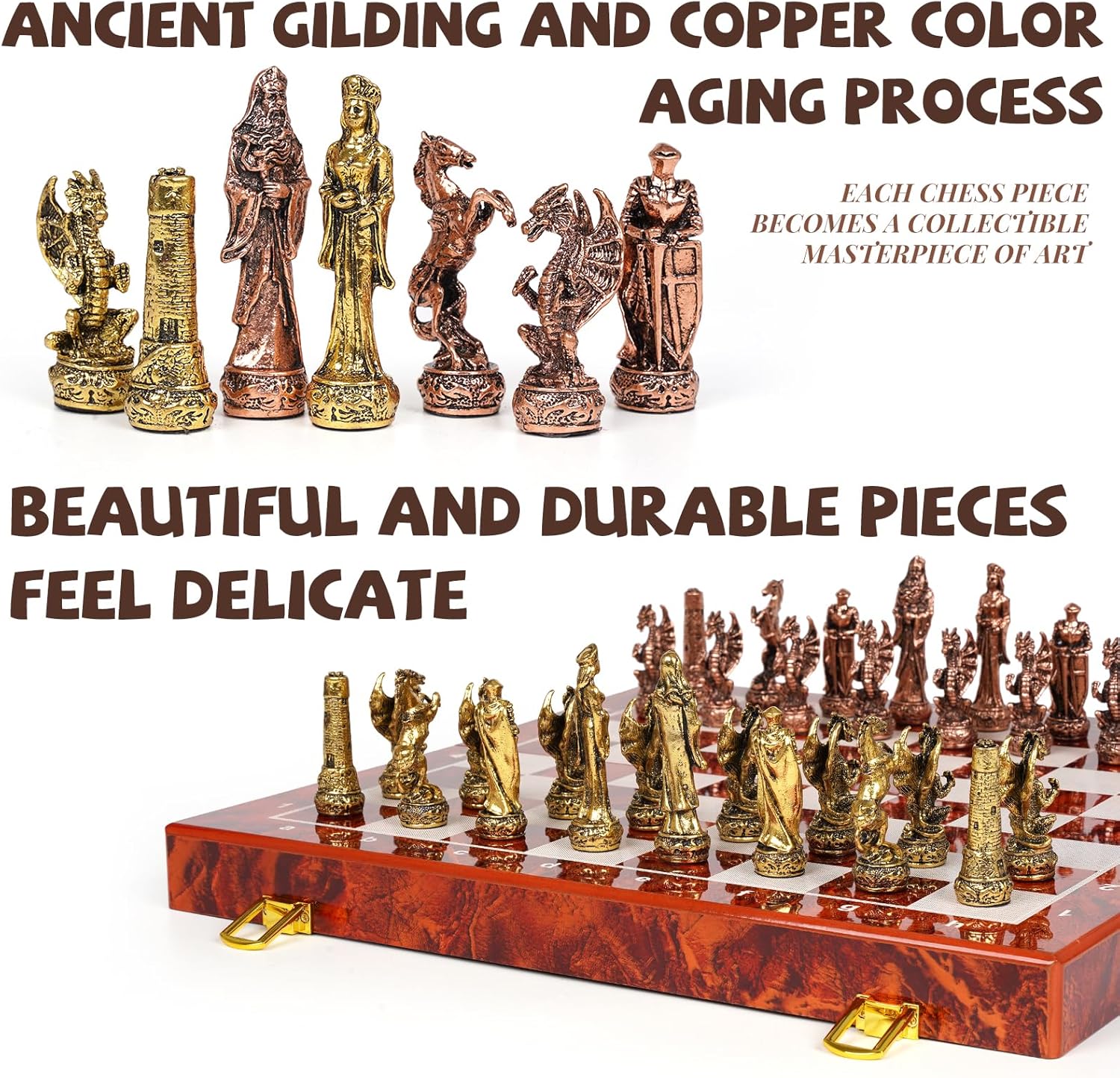 Vintage Metal Chess Set 15'' W - Vintage Collectible Board Games recension och pris