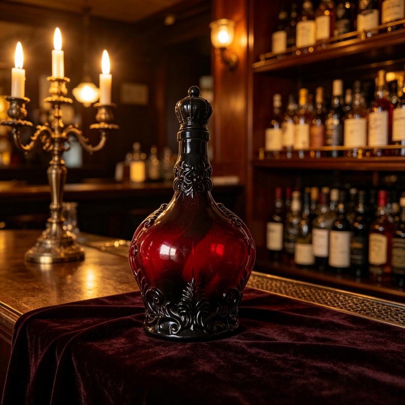 Dark Gothic Red Black Glass Li - Vintage Collectible Bottles recension och pris