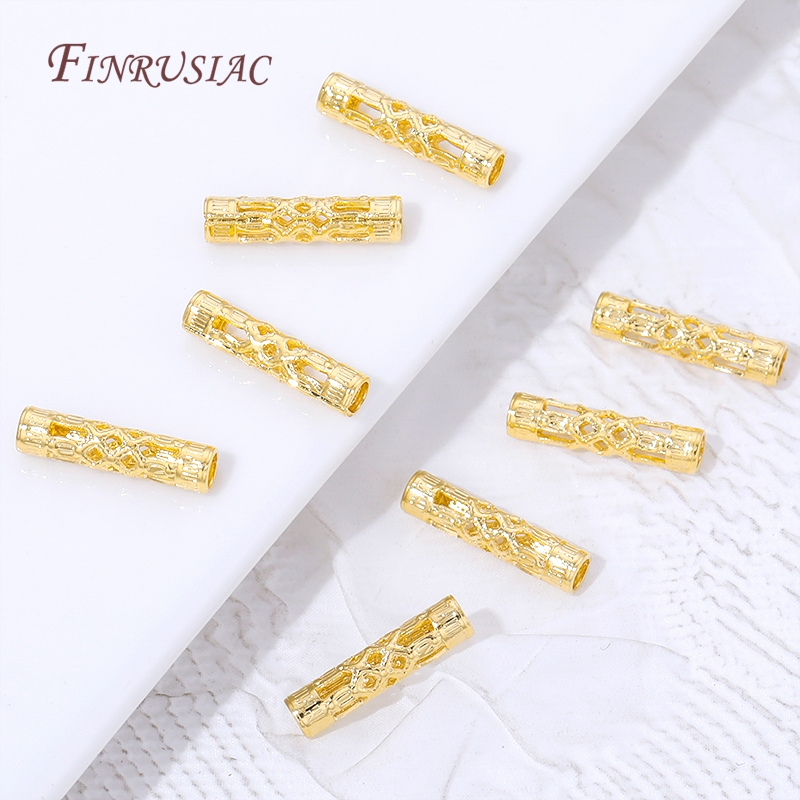 18K Gold Plated Long Tube Spac - Vintage Necklace recension och pris