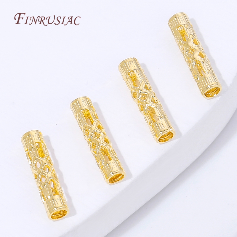 18K Gold Plated Long Tube Spac - Vintage Necklace recension och pris