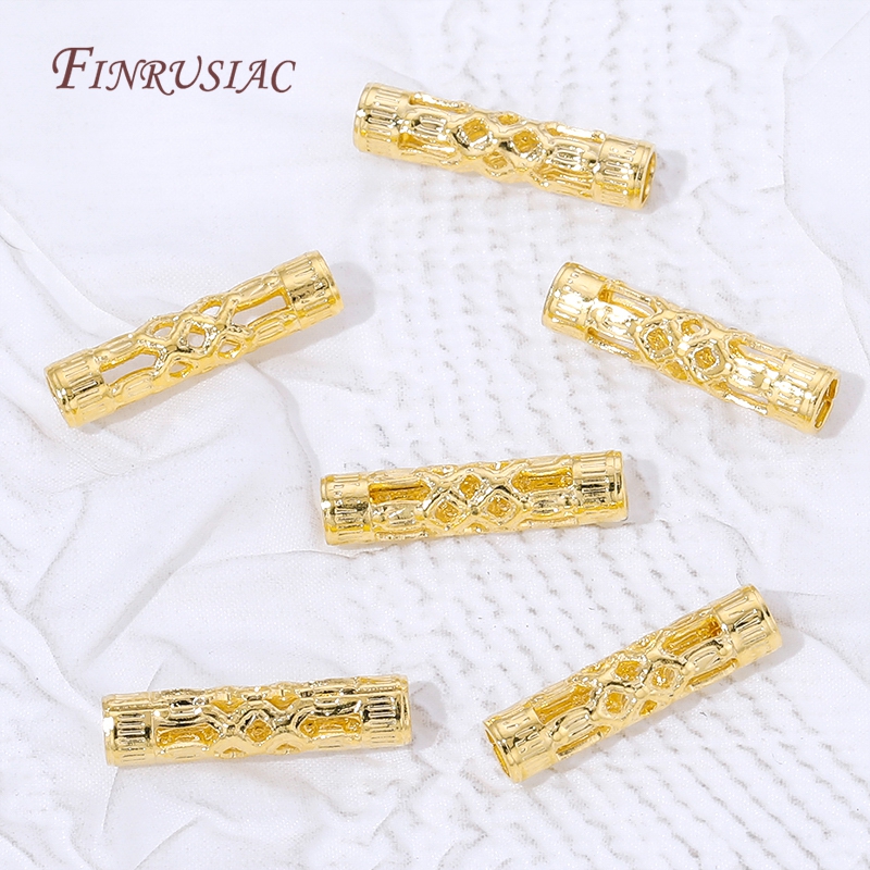 18K Gold Plated Long Tube Spac - Vintage Necklace recension och pris